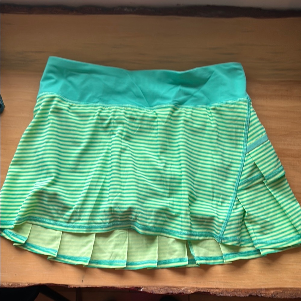 Green Striped Athletic Skirt with shorts